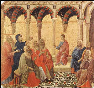 Jesus in the Temple by Duccio di Buoninsegna